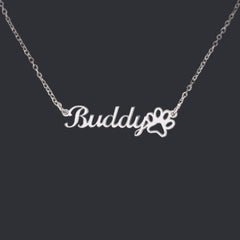 Classic Paw Print Name Necklace