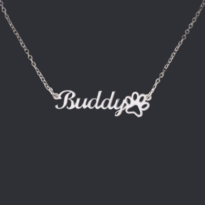 Classic Paw Print Name Necklace